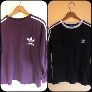 TWO Adidas long sleeve shirts! Black n burgundy